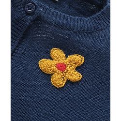 Babyhug Knit Full Sleeves Pullover Sweaters with Floral Applique - Navy