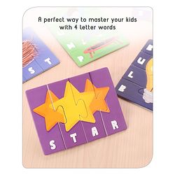 Babyhug 200 Pcs Learning Puzzles| Build 50 Puzzles of 4 Letter Word| Montessori Learning and Educational Puzzle for 3-6 Years Kids| Pre-School and Early Learning Gifting Toy| BIS Certified