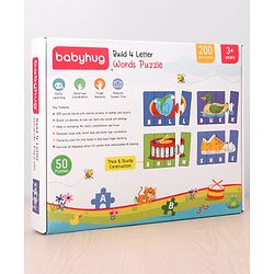 Babyhug 200 Pcs Learning Puzzles| Build 50 Puzzles of 4 Letter Word| Montessori Learning and Educational Puzzle for 3-6 Years Kids| Pre-School and Early Learning Gifting Toy| BIS Certified