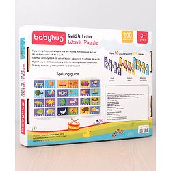 Babyhug 200 Pcs Learning Puzzles| Build 50 Puzzles of 4 Letter Word| Montessori Learning and Educational Puzzle for 3-6 Years Kids| Pre-School and Early Learning Gifting Toy| BIS Certified