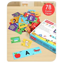 Babyhug 78 Pcs Alphabet Learn and Match Puzzles| Build Set of Three 26 Different Puzzles Combination| Montessori Learning and Educational Puzzle for 3-6 Years Kids| Pre-School and Early Learning Gifting Toy| BIS Certified