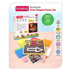 Babyhug Jumbo Magnetic Circle Puzzle Set With 250 Magnetic Tiles| Playset With Write & Wipe Feature with 200+ Patterns| 1 Sketch Pen and Duster Learning and Educational Toy for 4-6 Years Kids| Gifting Toy| BIS Certified