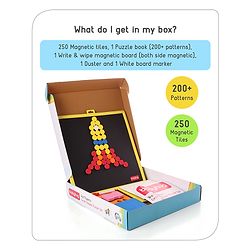 Babyhug Jumbo Magnetic Circle Puzzle Set With 250 Magnetic Tiles| Playset With Write & Wipe Feature with 200+ Patterns| 1 Sketch Pen and Duster Learning and Educational Toy for 4-6 Years Kids| Gifting Toy| BIS Certified