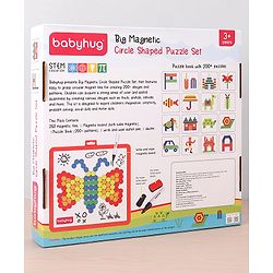 Babyhug Jumbo Magnetic Circle Puzzle Set With 250 Magnetic Tiles| Playset With Write & Wipe Feature with 200+ Patterns| 1 Sketch Pen and Duster Learning and Educational Toy for 4-6 Years Kids| Gifting Toy| BIS Certified