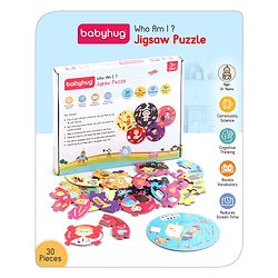 Babyhug 30 Pcs Jigsaw Puzzle| 6 in 1 Double Side Montessori Learning and Educational Puzzles with 12 Professions for 2-4 Years Kids| Improves Motor Skills and Hand Eye Co-ordination| Gifting Toy| BIS Certified