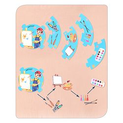 Babyhug 30 Pcs Jigsaw Puzzle| 6 in 1 Double Side Montessori Learning and Educational Puzzles with 12 Professions for 2-4 Years Kids| Improves Motor Skills and Hand Eye Co-ordination| Gifting Toy| BIS Certified