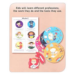 Babyhug 30 Pcs Jigsaw Puzzle| 6 in 1 Double Side Montessori Learning and Educational Puzzles with 12 Professions for 2-4 Years Kids| Improves Motor Skills and Hand Eye Co-ordination| Gifting Toy| BIS Certified