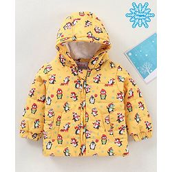 Babyhug Full Sleeves Jacket Penguin Print - Yellow