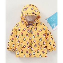 Babyhug Full Sleeves Jacket Penguin Print - Yellow