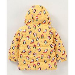 Babyhug Full Sleeves Jacket Penguin Print - Yellow
