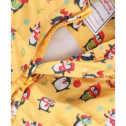 Babyhug Full Sleeves Jacket Penguin Print - Yellow