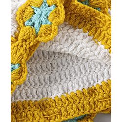 Babyhug Full Sleeves Color Block Woollen Dress with Cap Star Design - Off White Yellow