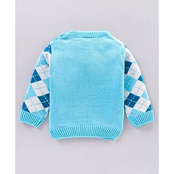 Babyhug Full Sleeves Sweater & Pyjama Set Printed - Blue