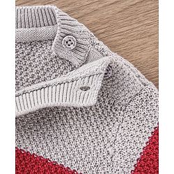 Babyhug Full Sleeves Striped Sweater - Grey