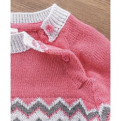 Babyhug Full Sleeves Fair Isle Sweater - Pink
