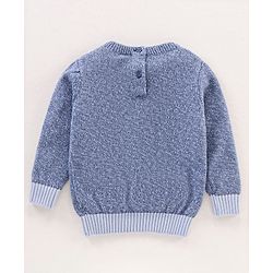 Babyhug Full Sleeves Cotton Knit Sweater Placement Print - Blue