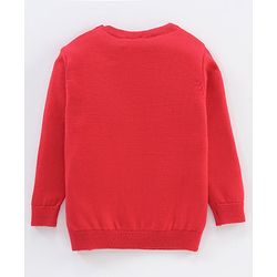 Babyhug Full Sleeves Cotton Knit Sweater Dad Print - Red