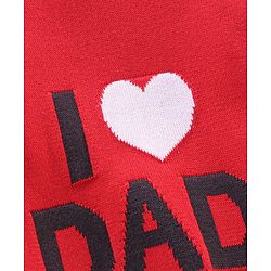 Babyhug Full Sleeves Cotton Knit Sweater Dad Print - Red