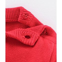 Babyhug Full Sleeves Cotton Knit Sweater Dad Print - Red