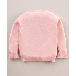 Babyhug Cotton Knit Full Sleeves Sequins Butterfly Sweater - Pink