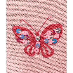 Babyhug Cotton Knit Full Sleeves Sequins Butterfly Sweater - Pink
