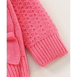 Babyhug Cotton Full Sleeves Cable Knit Sweater - Pink
