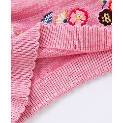 Babyhug Cotton Knit Full Sleeves Pullovers Floral Design - Pink