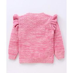 Babyhug Cotton Knit Full Sleeves Pullovers Floral Design - Pink
