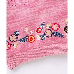 Babyhug Cotton Knit Full Sleeves Pullovers Floral Design - Pink