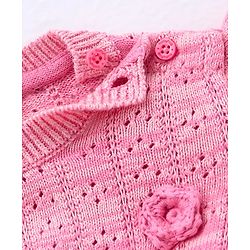 Babyhug Cotton Knit Full Sleeves Pullovers Floral Design - Pink