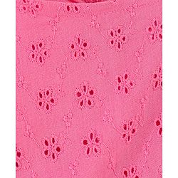 Babyhug Sleeveless 100% Cotton Hakoba Frock With Flower Applique - Pink