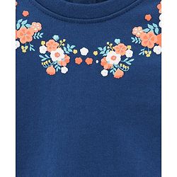 Babyhug Full Sleeves Sweatshirt Floral Print & Balloon Sleeves- Navy Blue