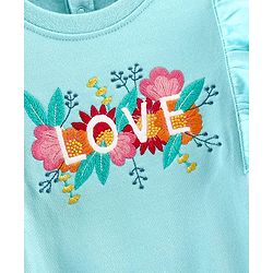 Babyhug Full Sleeves Sweatshirt with Embroidery & Frill Detailing - Sky Blue