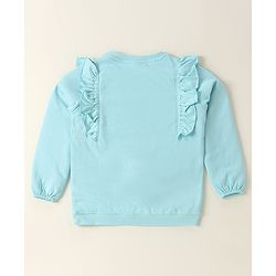 Babyhug Full Sleeves Sweatshirt with Embroidery & Frill Detailing - Sky Blue
