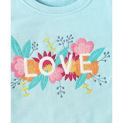 Babyhug Full Sleeves Sweatshirt with Embroidery & Frill Detailing - Sky Blue