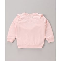 Babyhug Full Sleeves Sweatshirt with Embroidery & Frill Detailing - Pink