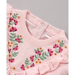 Babyhug Full Sleeves Sweatshirt with Embroidery & Frill Detailing - Pink