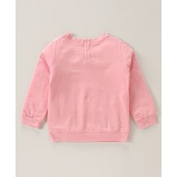 Babyhug Full Sleeves Sweatshirt with Floral Embroidery & Peter Pan Collar - Pink