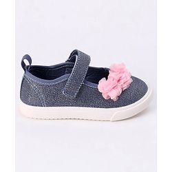 Cute Walk by Babyhug Velcro Closure Casual Shoes With Flower Applique- Blue