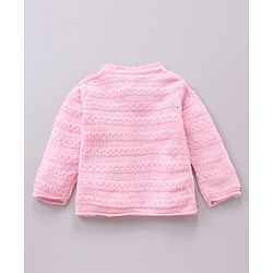 Babyhug Cotton Knit Full Sleeves Sweater Bird Design - Pink