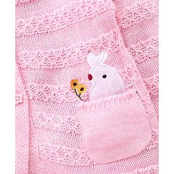 Babyhug Cotton Knit Full Sleeves Sweater Bird Design - Pink