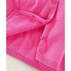 Babyhug Cotton Knit Full Sleeves Dots Printed Woollen Dress - Pink
