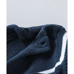 Babyhug Full Sleeves Knit Woollen Dress Cherry Patch - Navy Blue