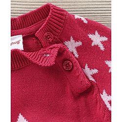 Babyhug Cotton Full Sleeves Romper Star Design - Red