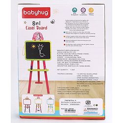 Babyhug 8-in-1 Adjustable Easel Board - Magnetic Whiteborad & Chalkboard with Alpha & Numeric | Hight Adjustable | Educational Toy | Enhances Learning & Creativity | Blue & Red |BIS Certified