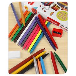 Babyhug Extra Long Erasable Crayons With Sharpener &  Eraser - Pack of 24