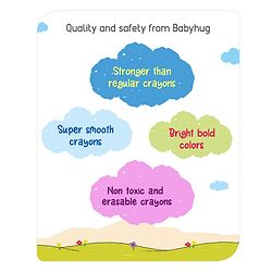 Babyhug Extra Long Erasable Crayons With Sharpener &  Eraser - Pack of 24