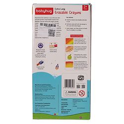 Babyhug Extra Long Erasable Crayons With Sharpener &  Eraser - Pack of 24