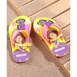 Cute Walk by Babyhug Flip Flops With Back Strap Sofia The First Print - Yellow