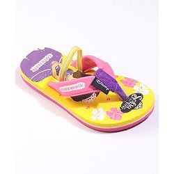 Cute Walk by Babyhug Flip Flops With Back Strap Sofia The First Print - Yellow